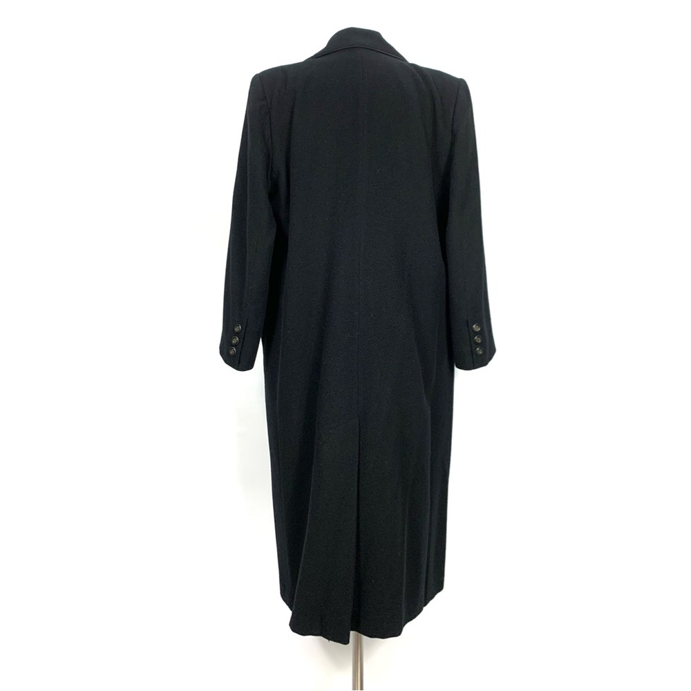 Camel Hair Black Double Breasted Trench Full Length Pea Coat - Picture 7 of 16